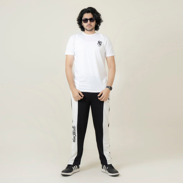 NY Contrast-Panel Tracksuit – White/Black