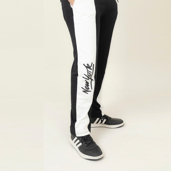 Men's NY Style Contrast Panel Trouser – Black & White Streetwear