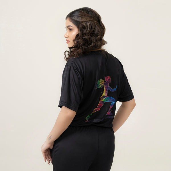 Women's Runing girl NY Graphic T-Shirt – Black